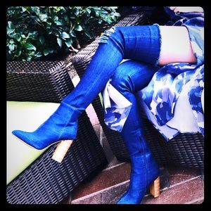Long jeans boots
